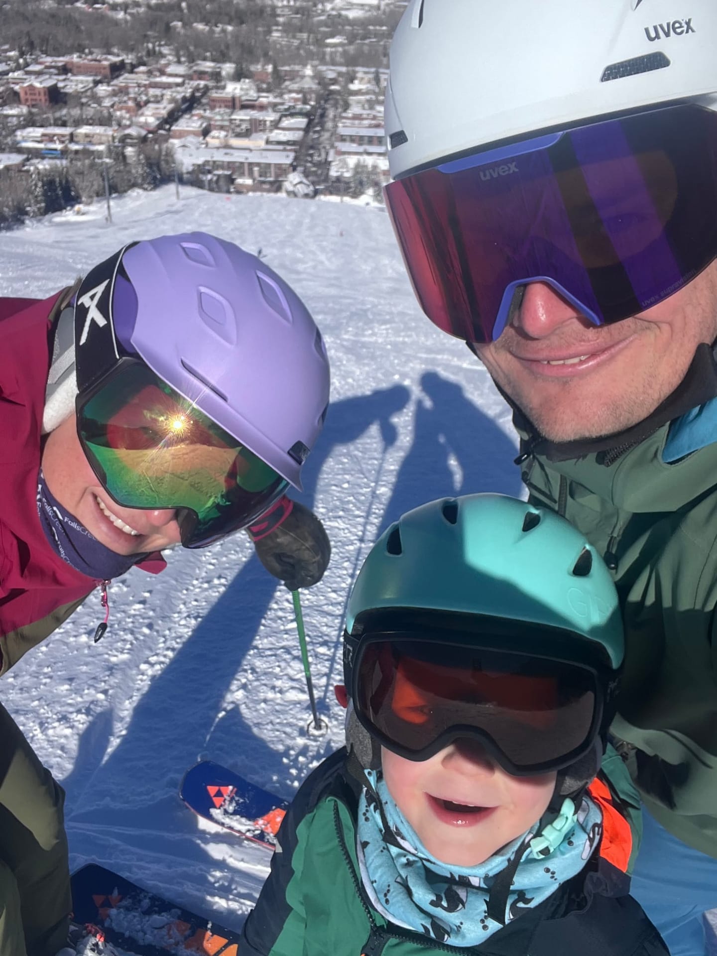Tomas Mical with his family on skis above Aspen